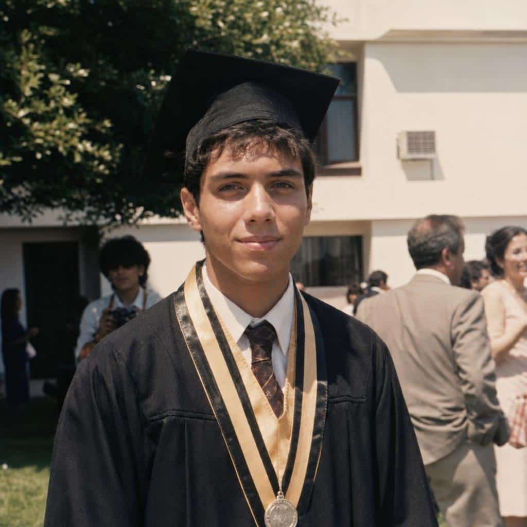 Foto de graduación restaurada con mayor nitidez y calidad con IA en MyEdit