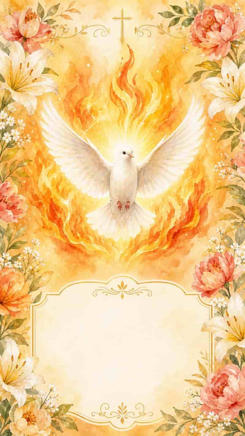 Tarjeta de Pentecostés generada con IA para compartir en redes sociales