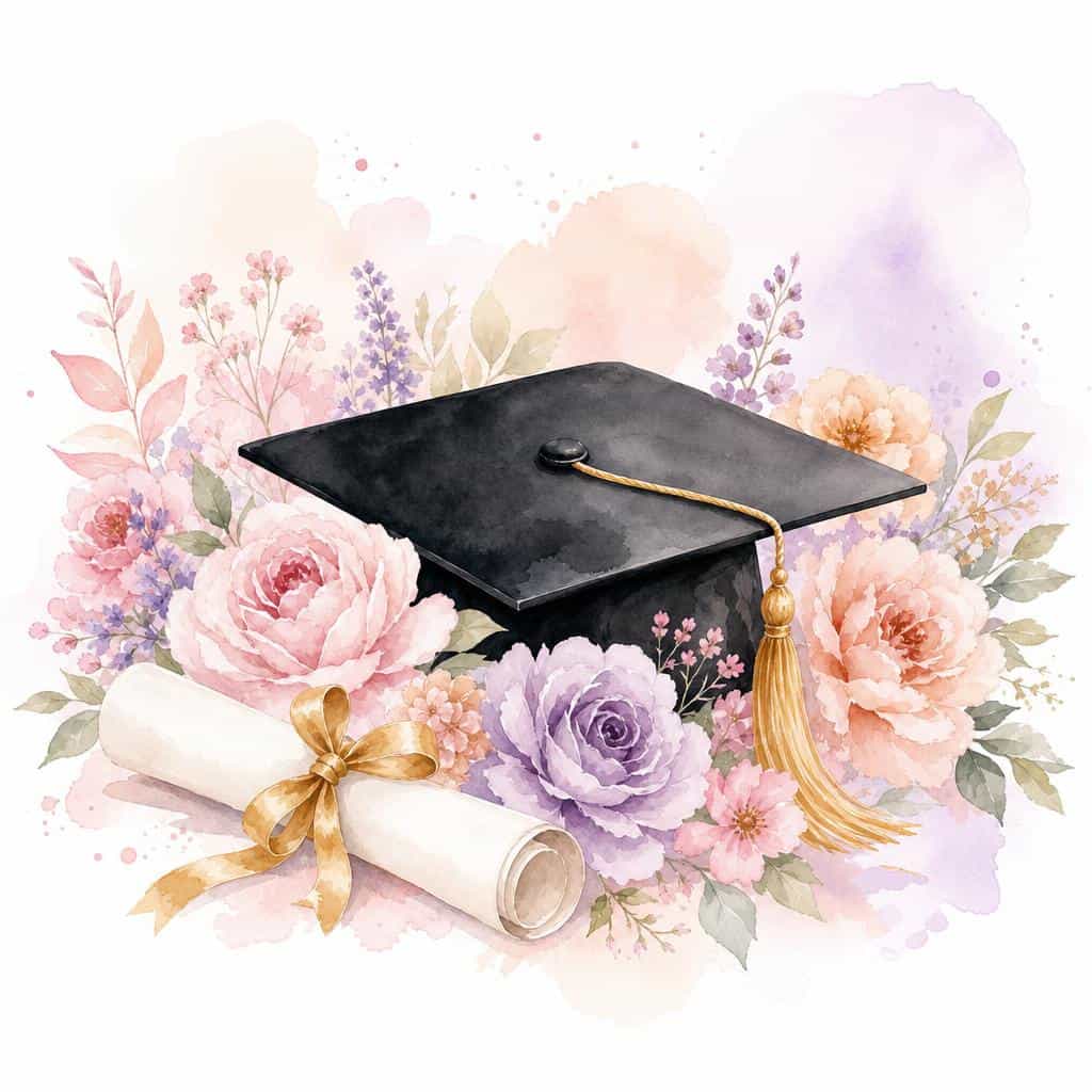 Tarjeta de graduación estilo acuarela generada con IA en MyEdit