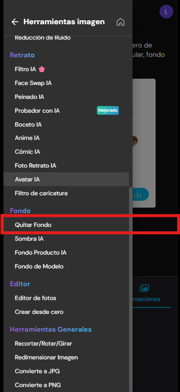 herramienta para quitar fondo para emojis en MyEdit