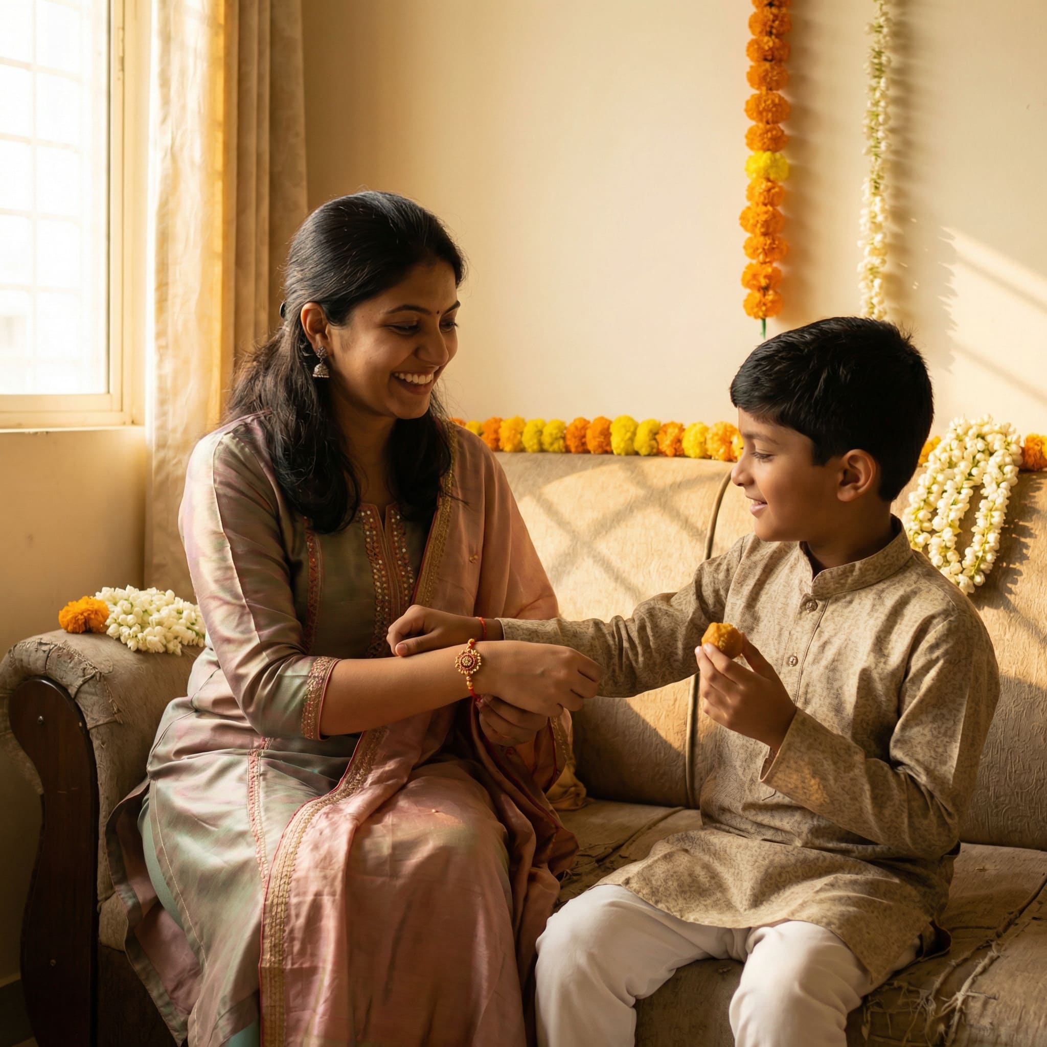 AI-generated siblings portrait for Raksha Bandhan