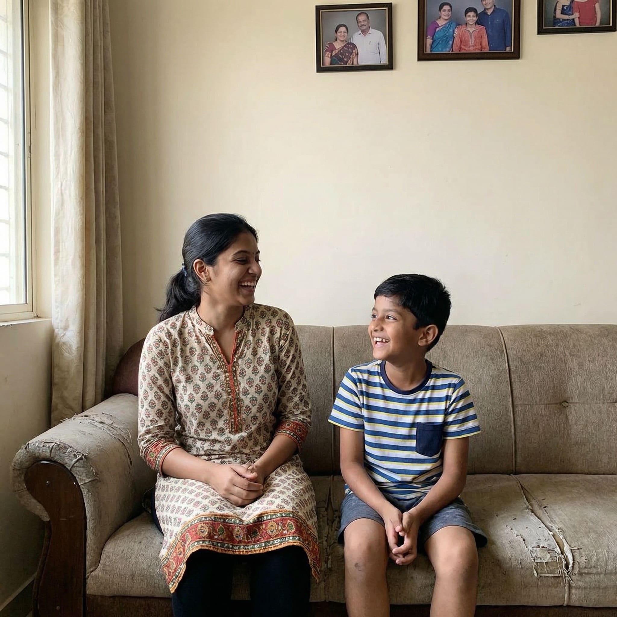 Original siblings photo before AI Raksha Bandhan transformation
