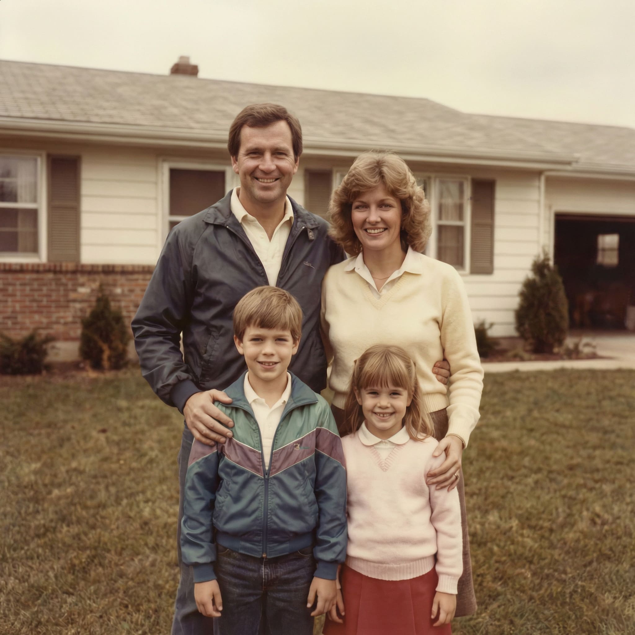 Repaired vintage family photo after AI restoration