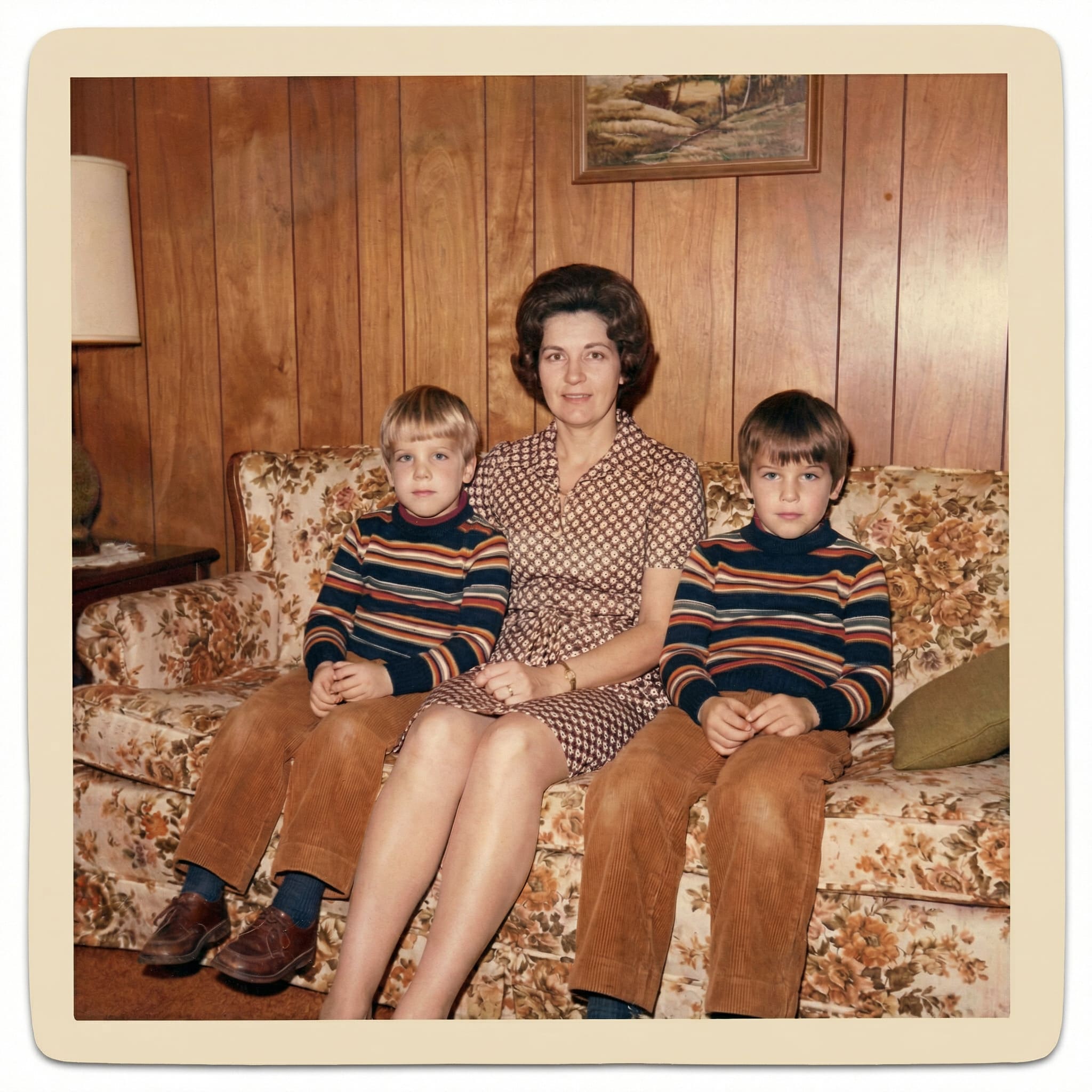 Restored old family photo after AI enhancement