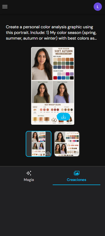 Imagen de paleta de colores estacional generada con MyEdit
