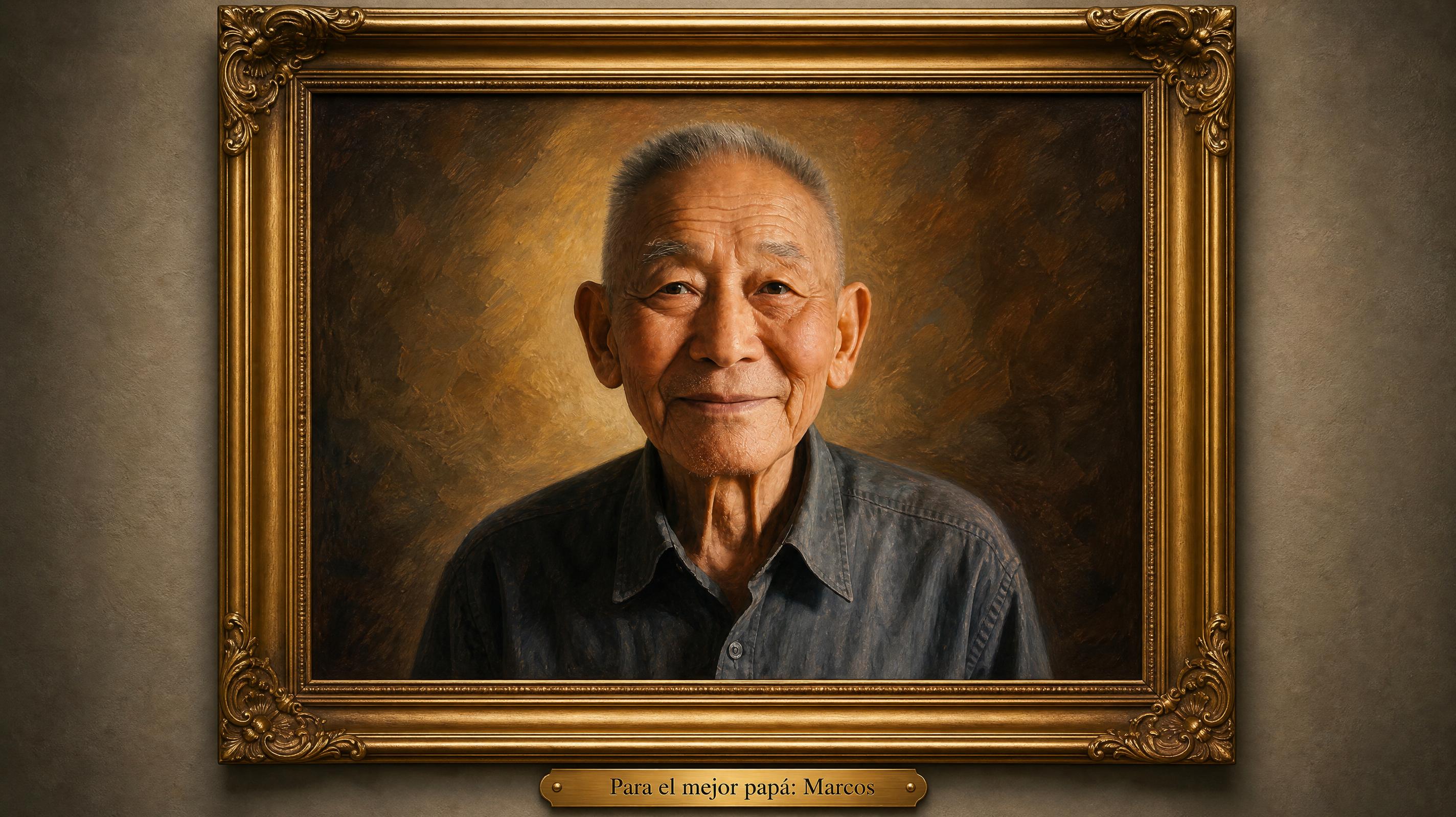 Retrato artístico del Día del Padre con nombre personalizado generado con IA