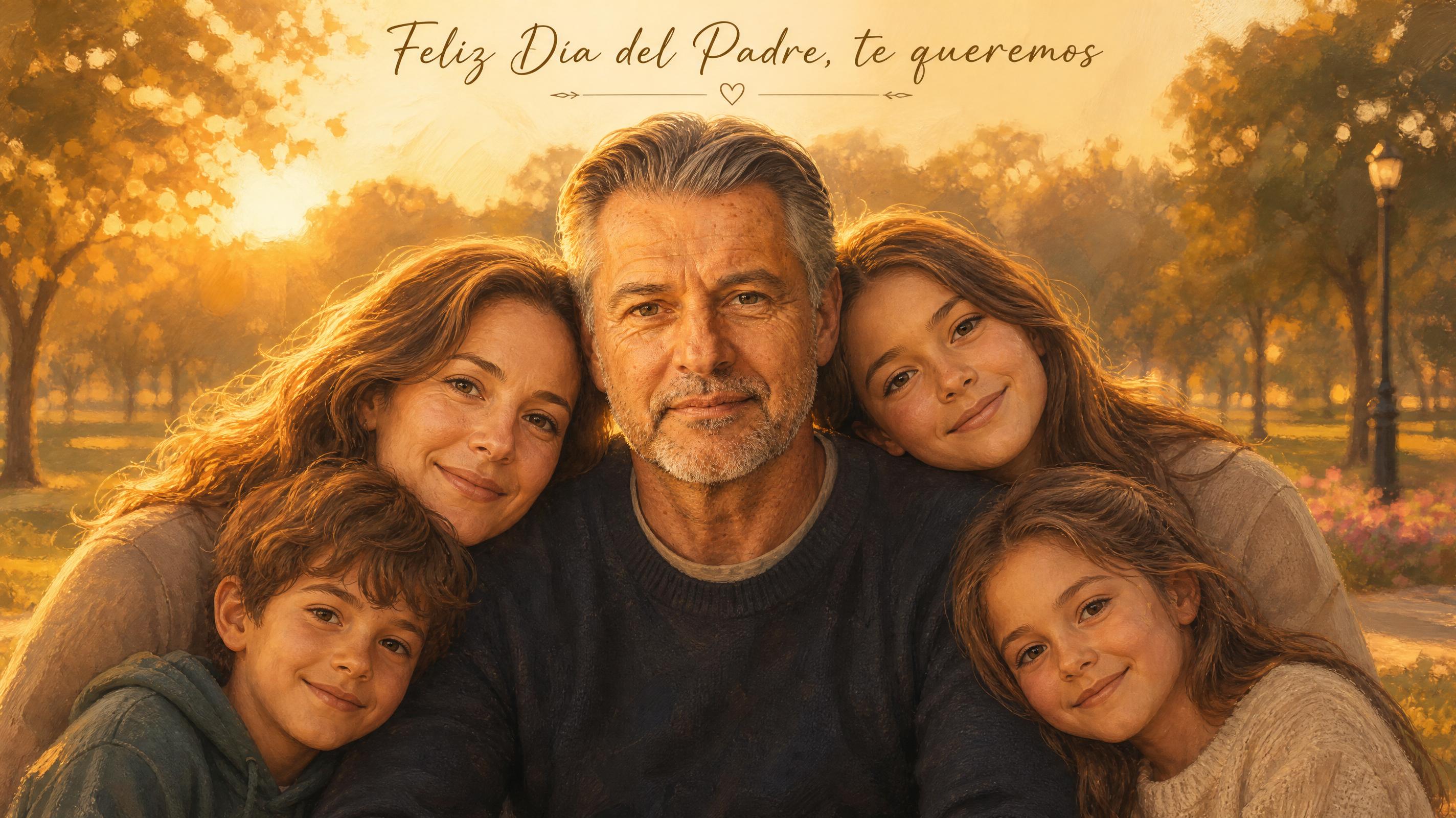 Retrato familiar estilizado para el Día del Padre creado con IA