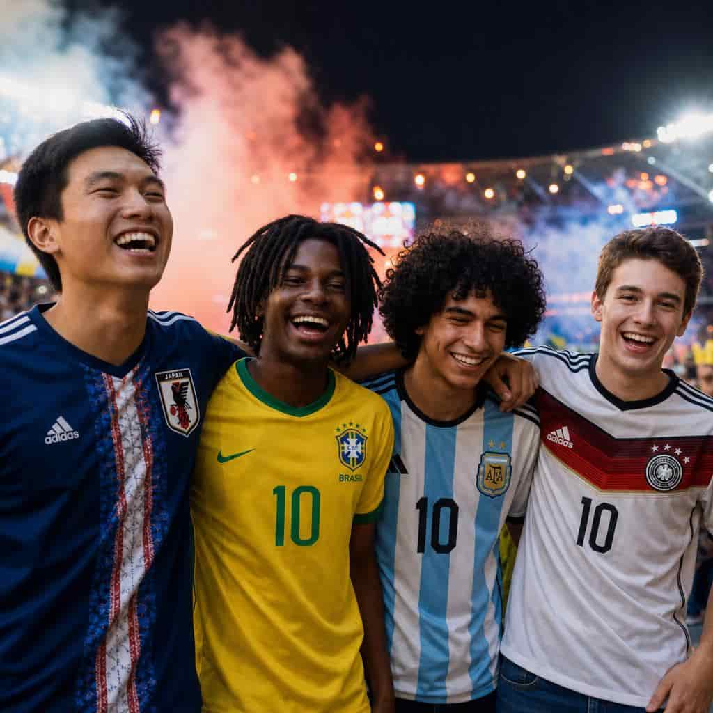 Retrato grupal de hinchas del Mundial 2026 creado con IA