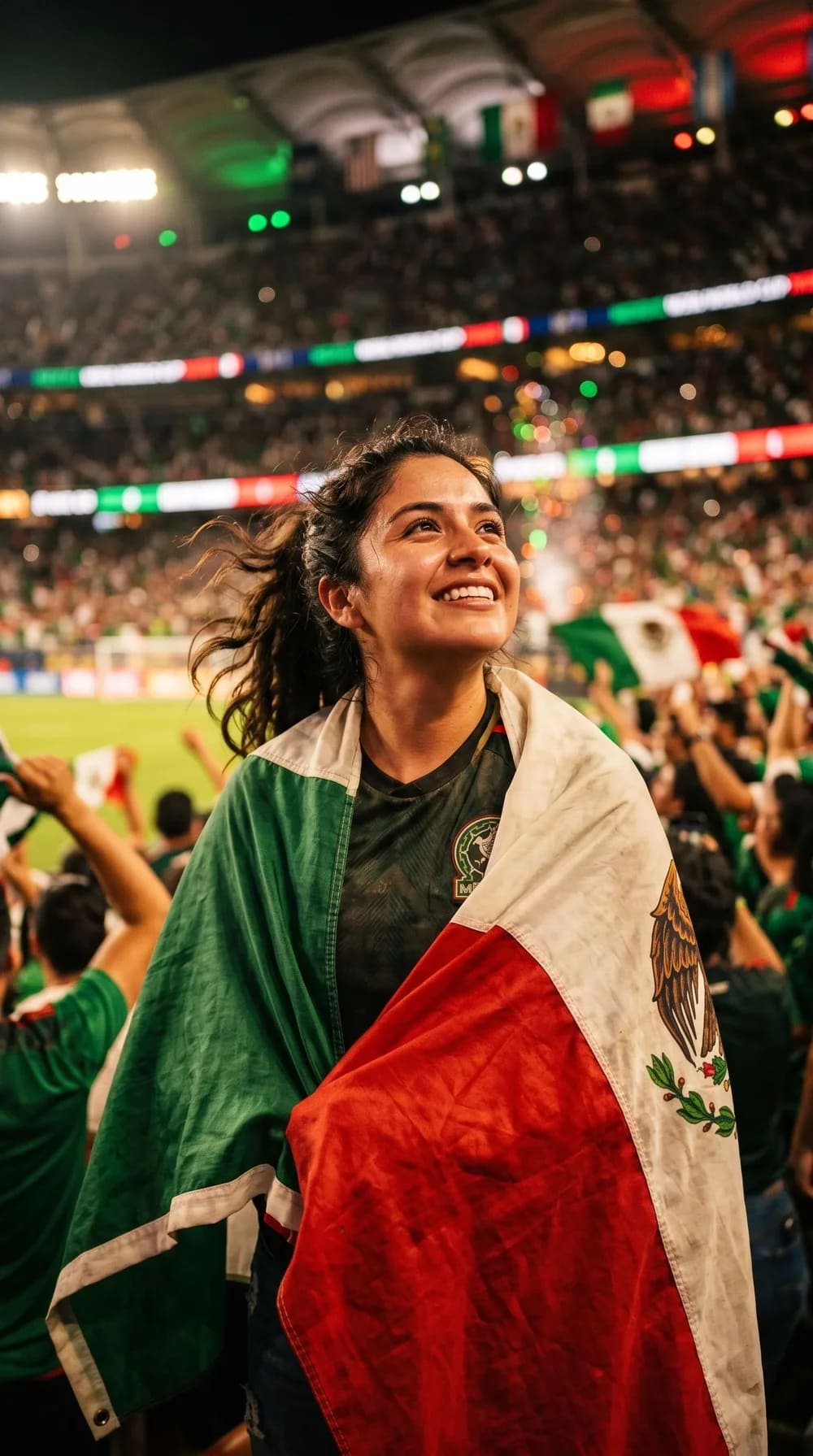 Retrato de hincha con bandera nacional para el Mundial 2026, generado con IA