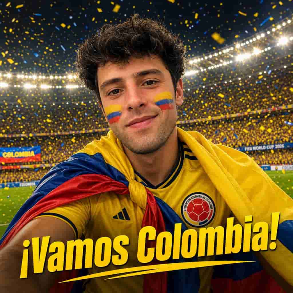 Retrato hincha de Colombia creado con IA para el Mundial 2026