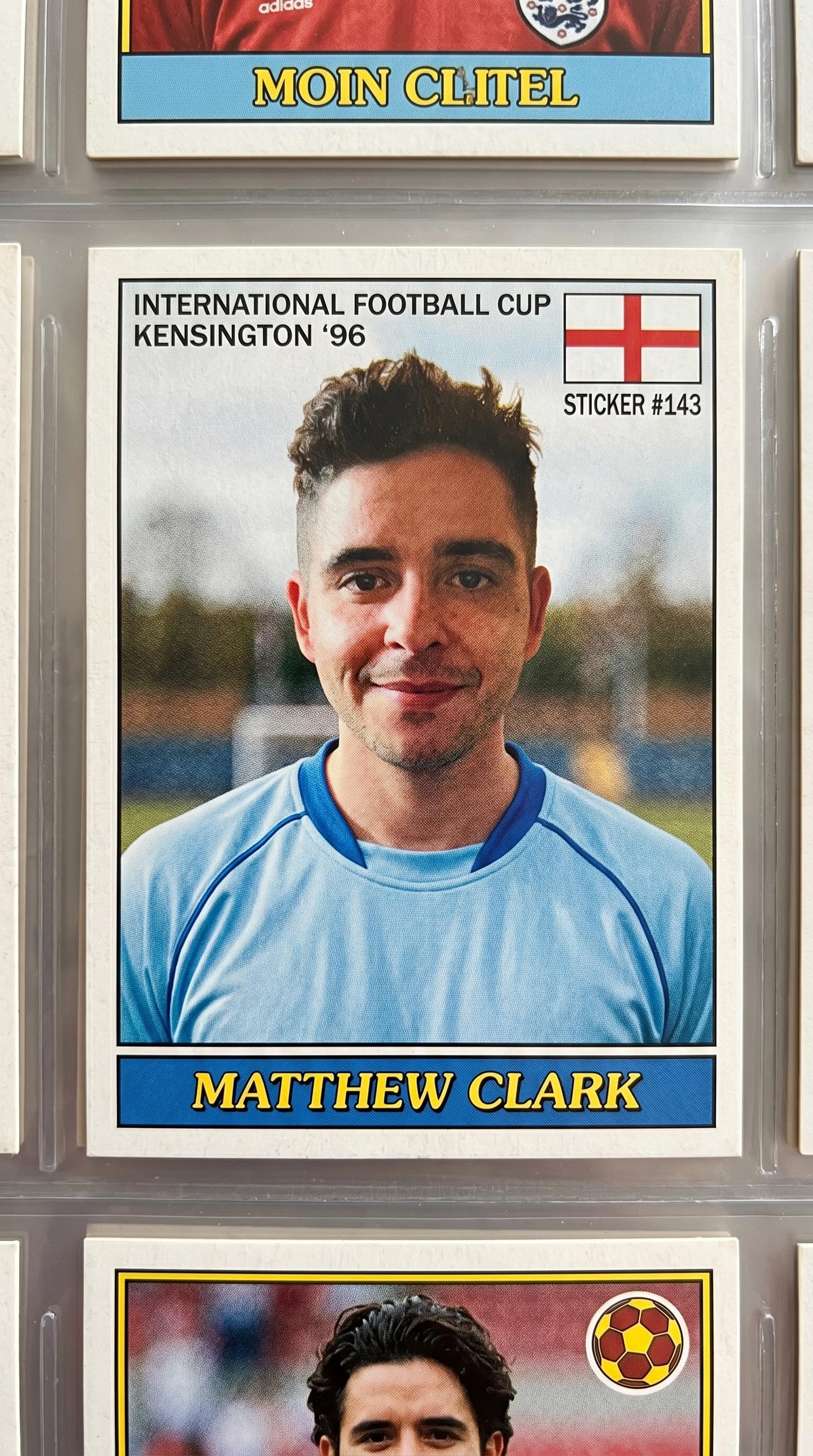 Retro vintage sticker world cup football card, AI generated