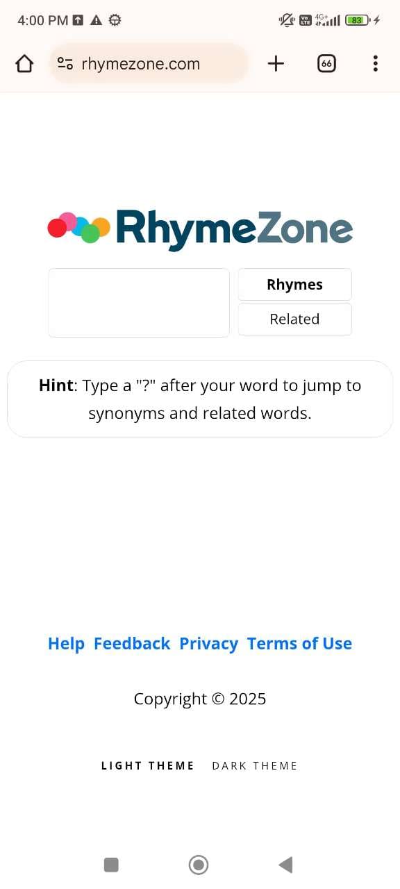 RhymeZone rhyme and synonym search for songwriters