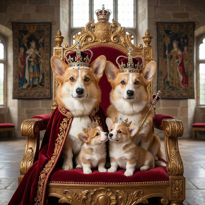 AI Prompts for Pet Portrait-Royal Family Painting