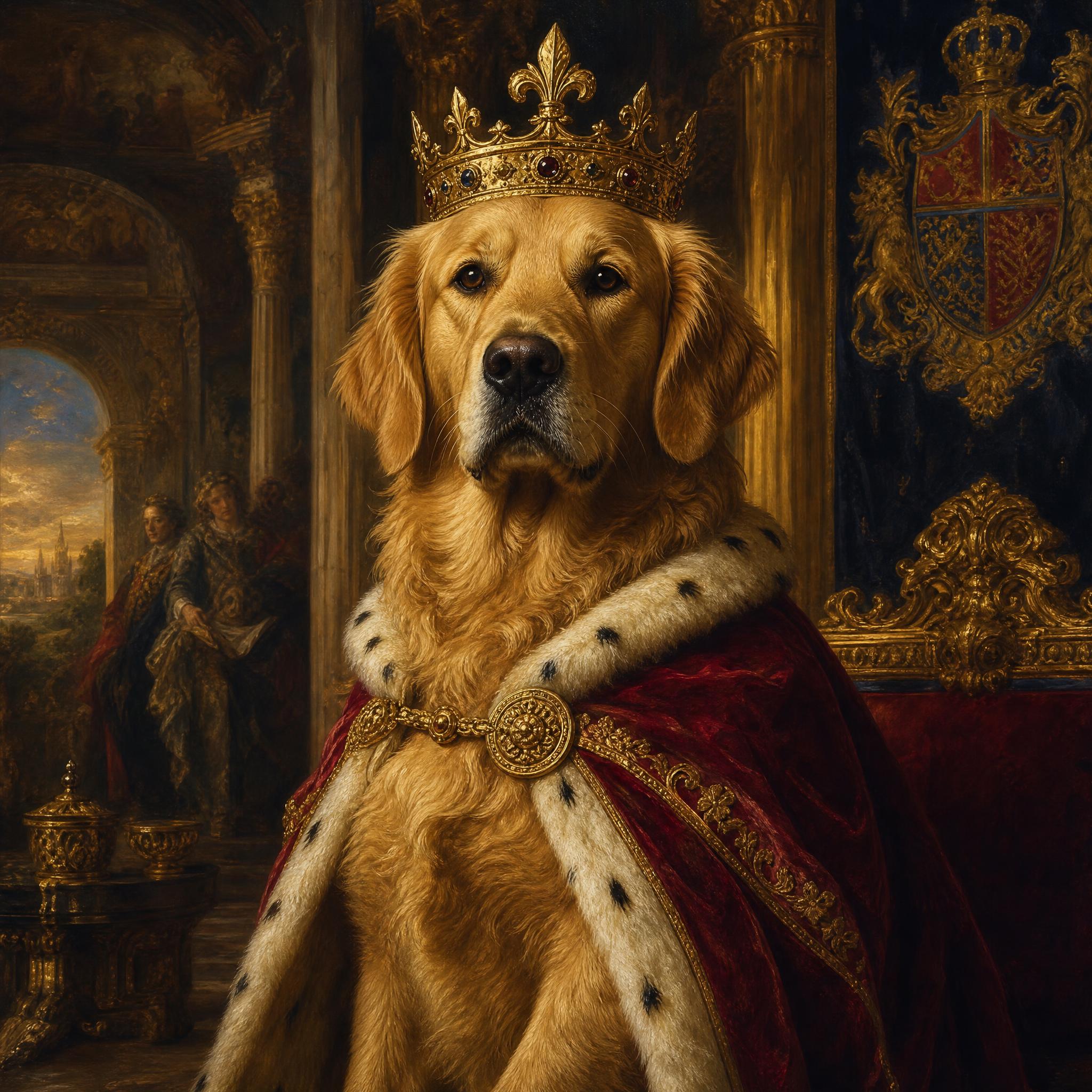 AI dog prompt: royal crown portrait