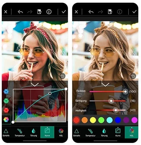 PhotoDirector - Gammekurve und HSL anpassen