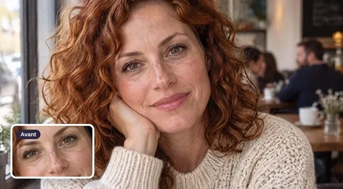 Portrait pixelisé et sa version nette après l'Améliorateur d'images IA de MyEdit