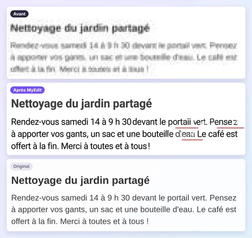 Texte pixelisé amélioré par l'IA : le texte redevient lisible mais certaines lettres sont fausses