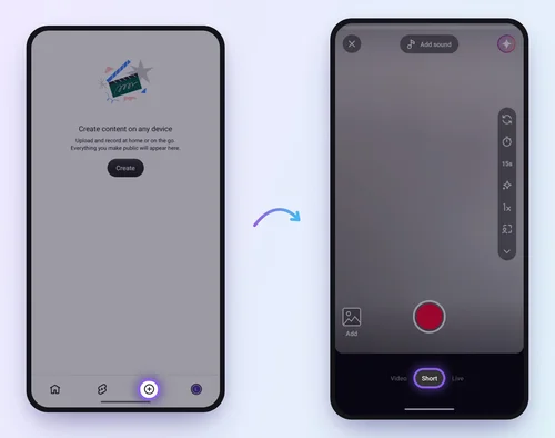 Tap Create and select Short