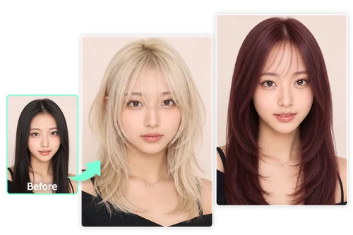 AI で前髪・髪色診断もできる
