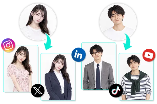 シーンに合わせて、服装をかんたん着せ替え