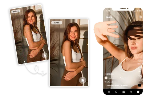 거친 영상을 깨끗하게 만들어 즉시 품질을 향상하세요.