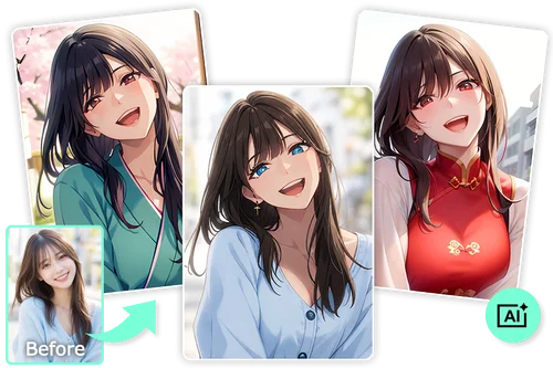 人物写真を一瞬で様々なアニメ風に加工