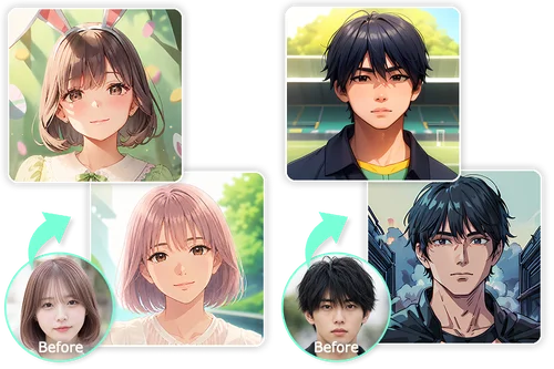 サイト上で自分だけの AI アニメアバターが作れる