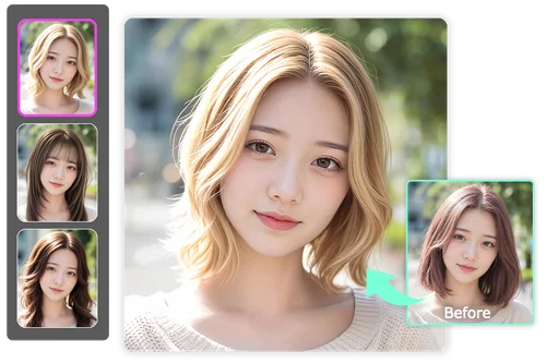 自分だけのヘアスタイルを試すことができる