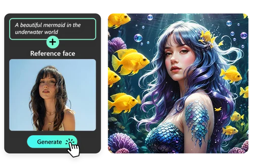 顔、ポーズ、構図を指定可能