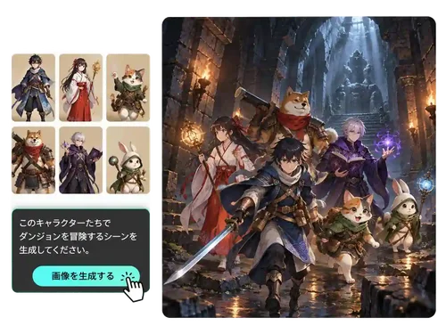 同じキャラクターで複数の画像を生成