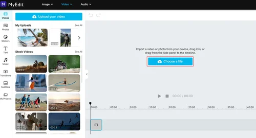 Upload your clips to Free Online Video Editor