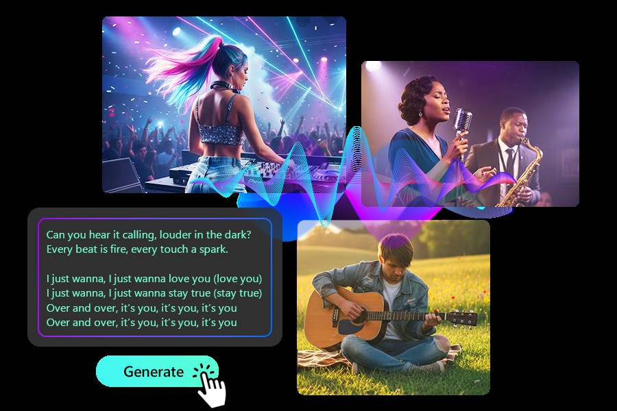 MyEdit AI songwriting app creating lyrics and instrumentals