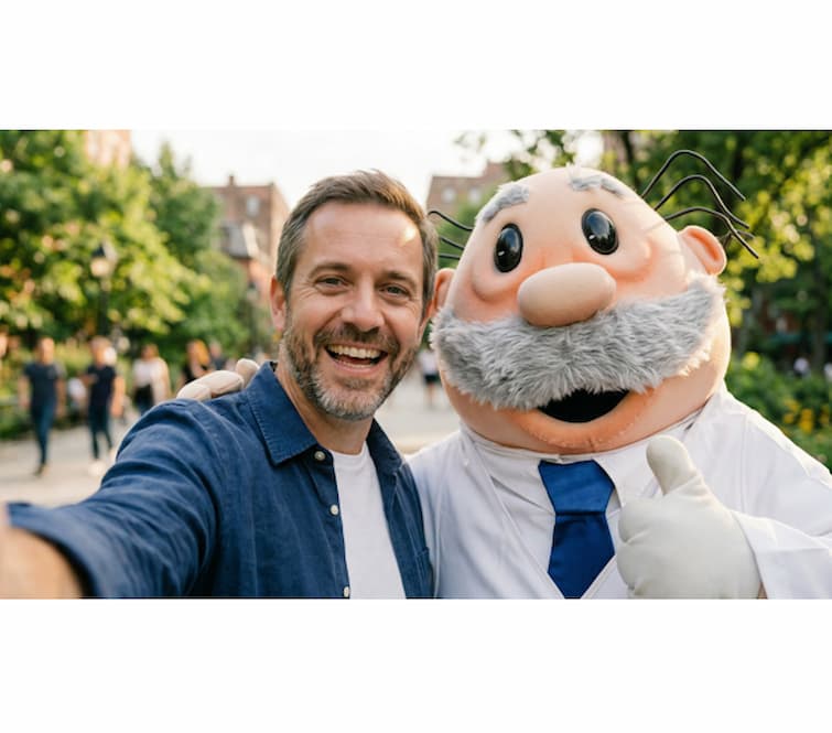 selfie de usuario y doctor Simir generado con IA