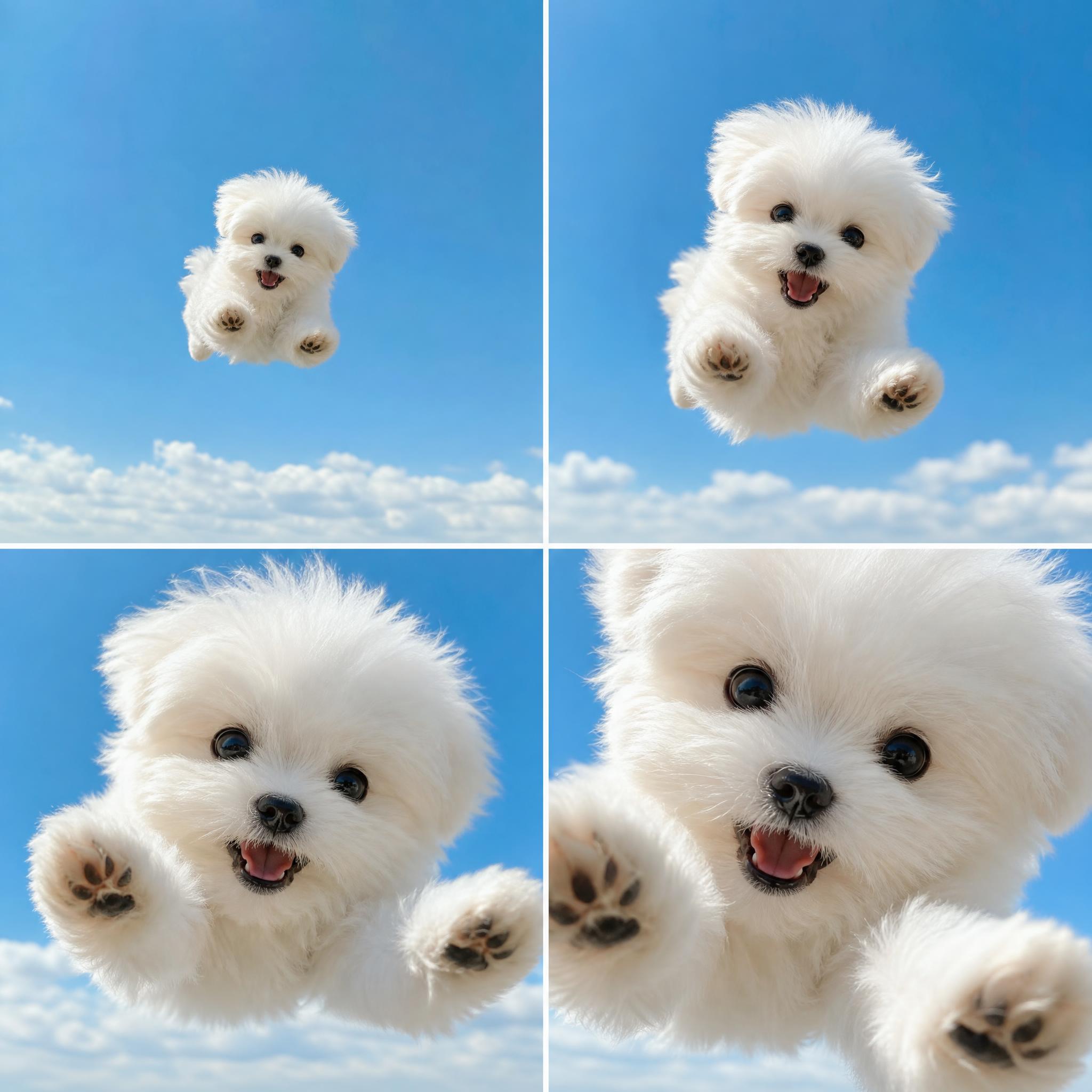 AI dog prompt: sky jump grid