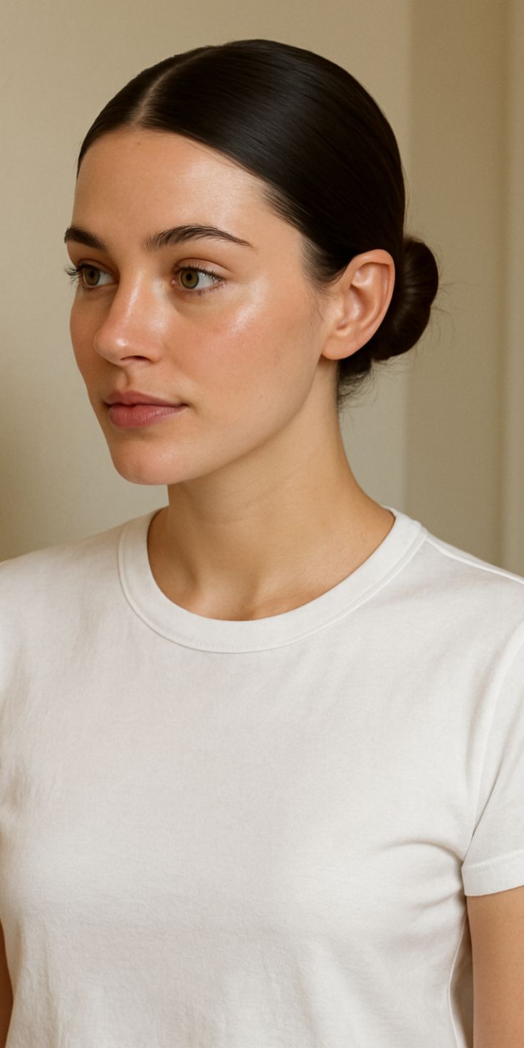 Sleek bun hairstyle for straight hair