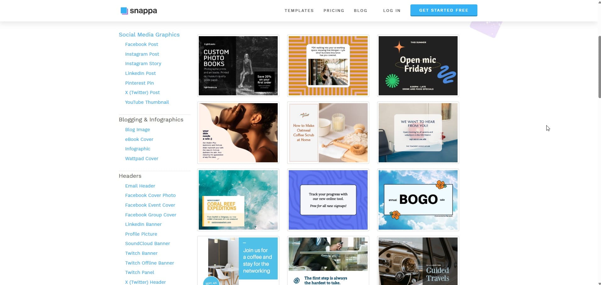 Snappa interface site like canva