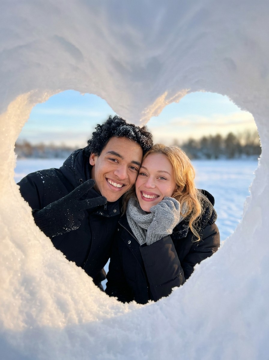 Snow Heart Frame AI Photo Trend