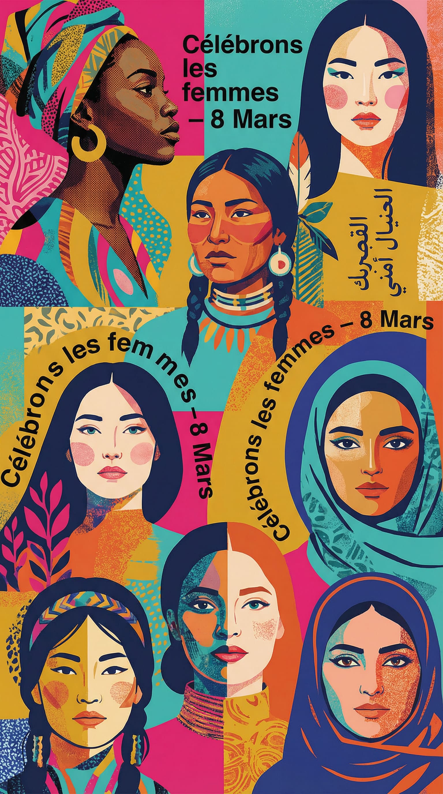 Montage portraits avec texte célébration