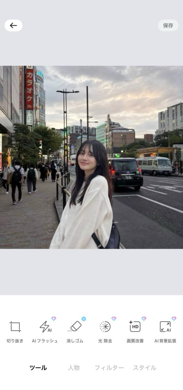 SODAの編集画面で美容加工やフィルターを選択