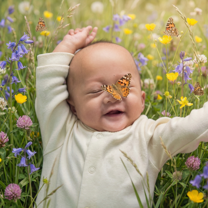 Easter Infant Photo Shoot Ideas - Spring Meadow