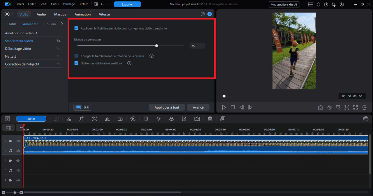 stabilisateur video de powerdirector