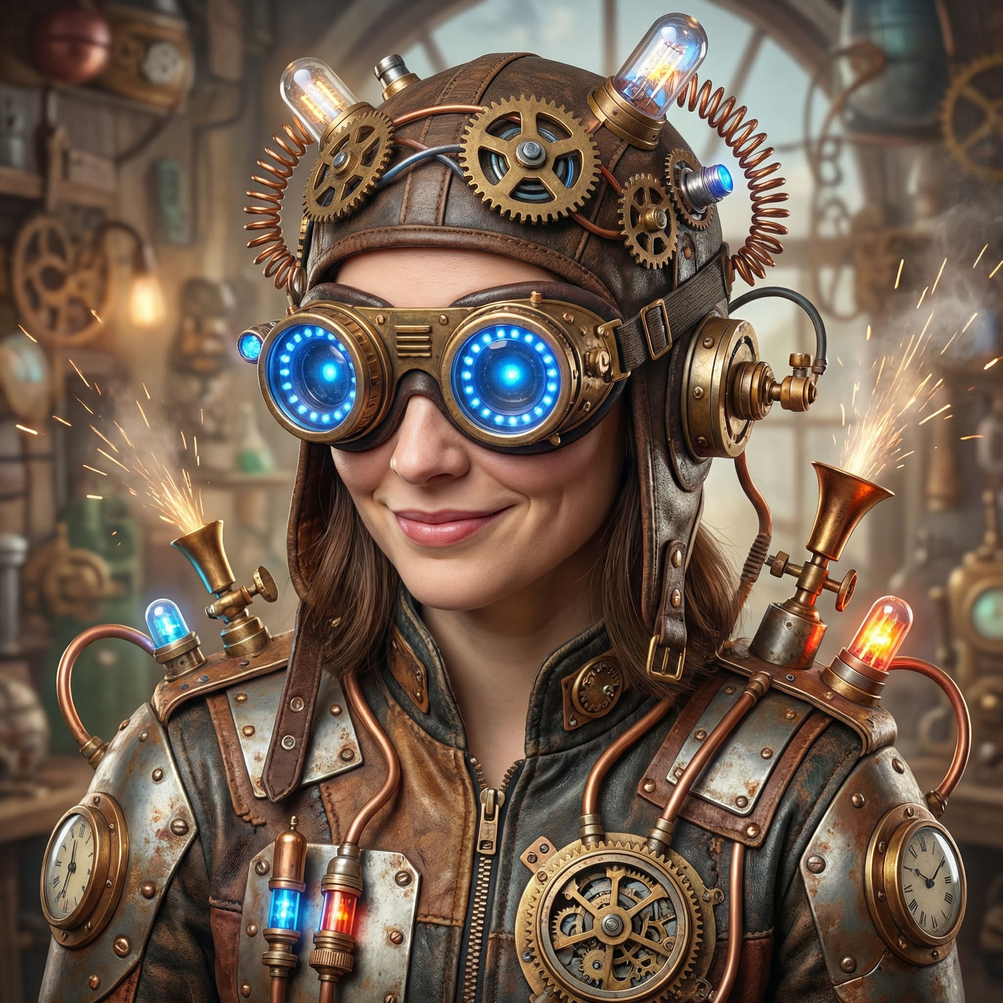 Look steampunk futuriste comique - image IA Après