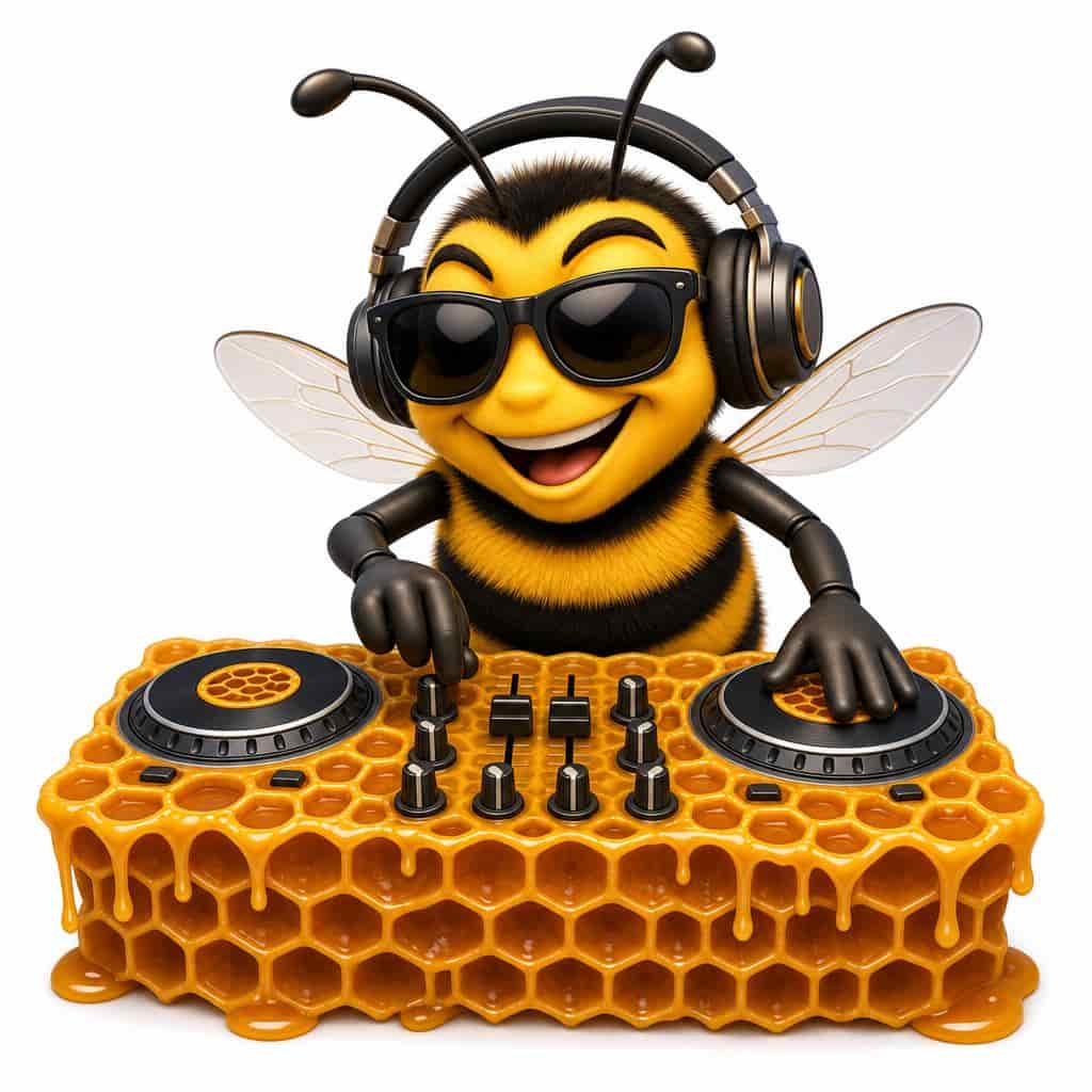 Sticker de abeja DJ creado con MyEdit