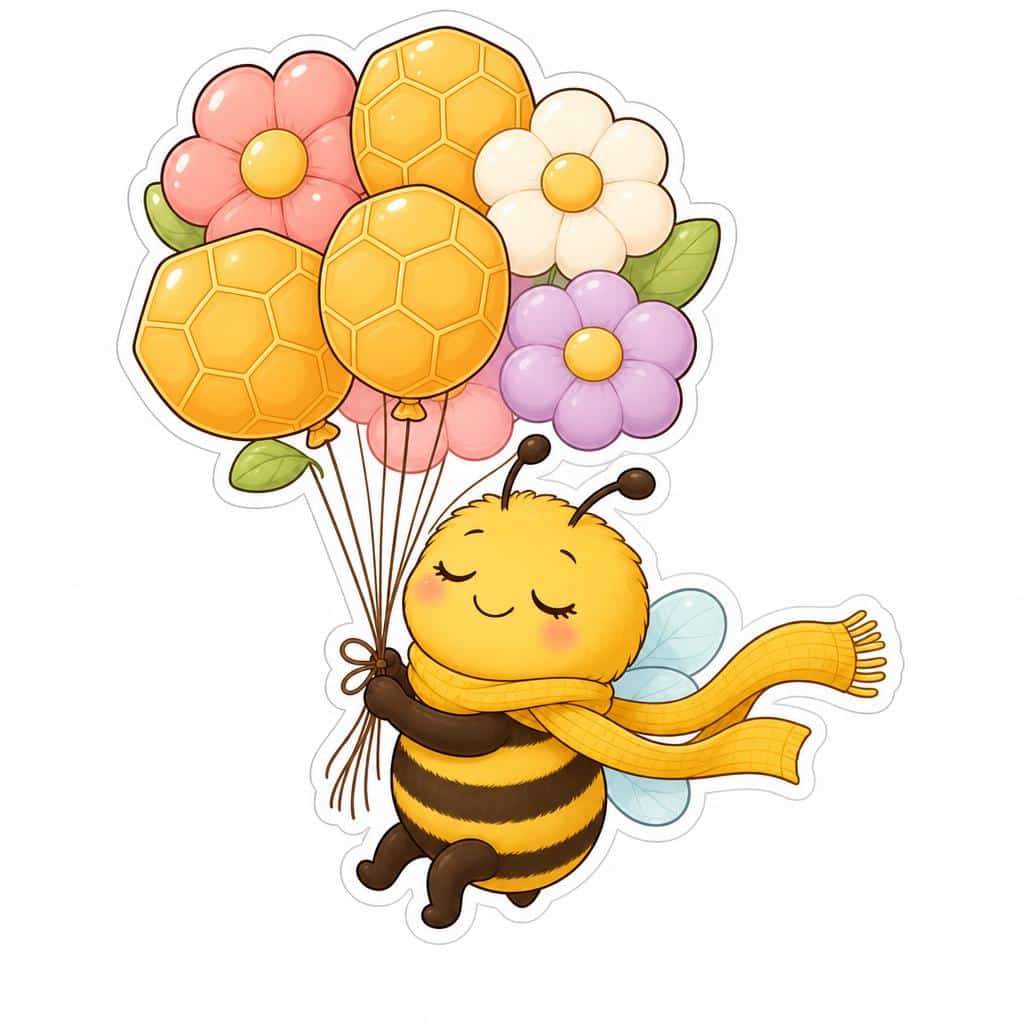 Sticker de abeja con globos creado con MyEdit