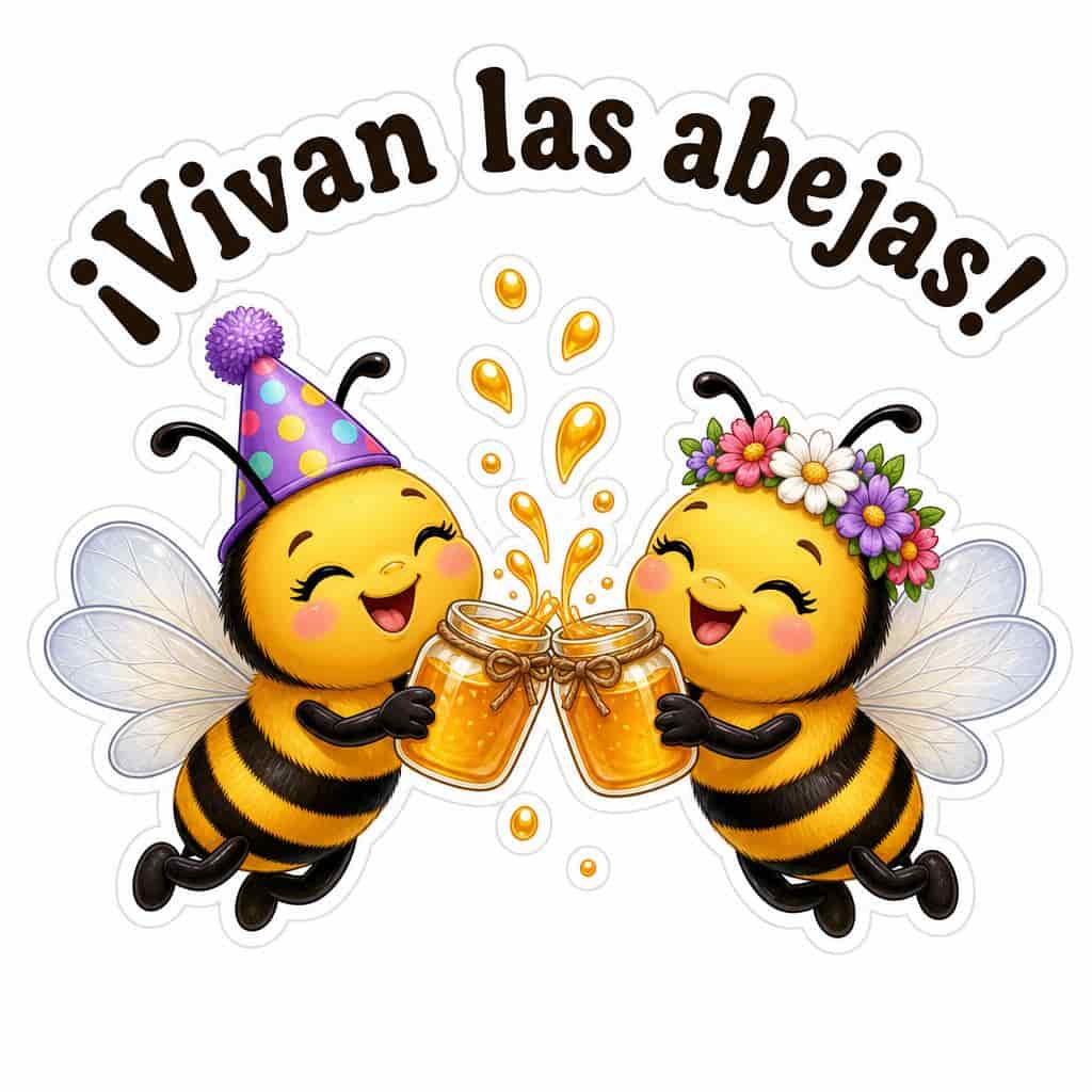 Sticker de abejas celebrando creado con MyEdit