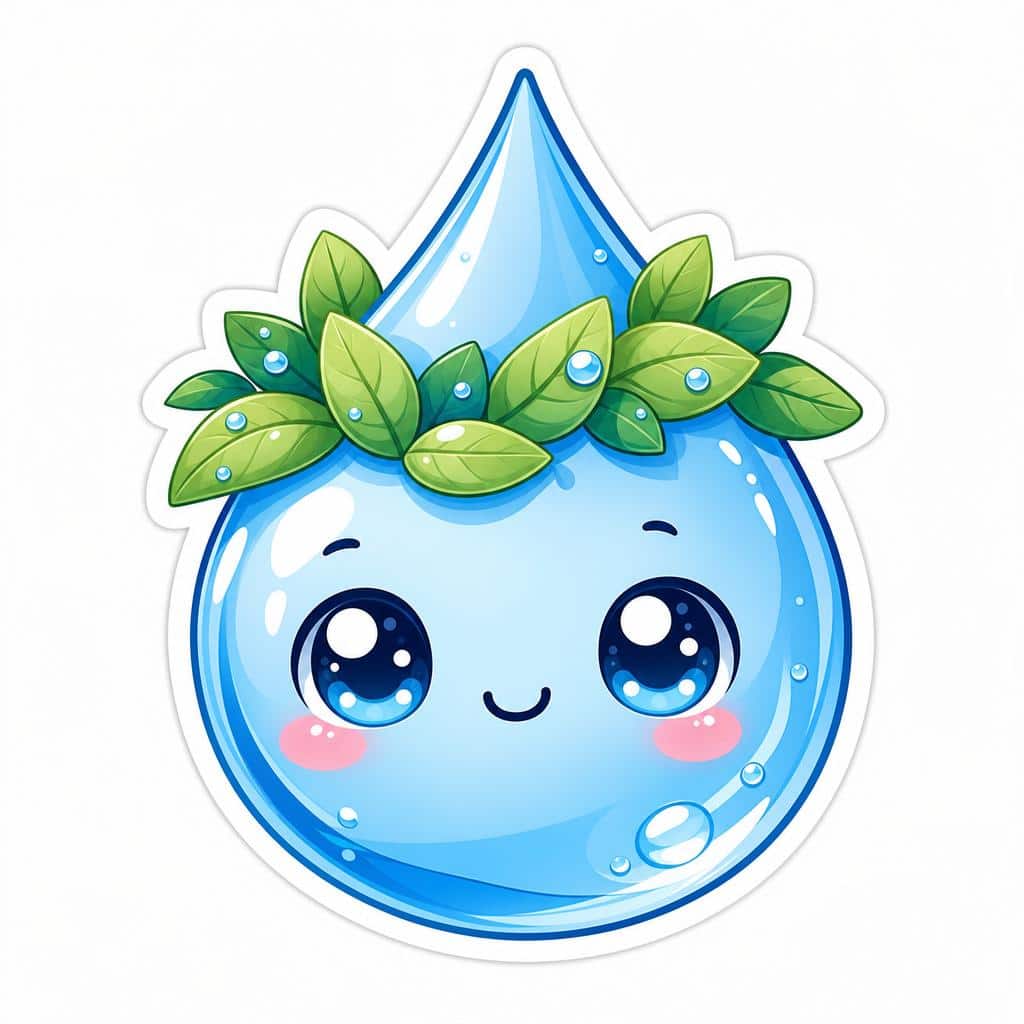 Sticker de gota de agua kawaii creado con MyEdit