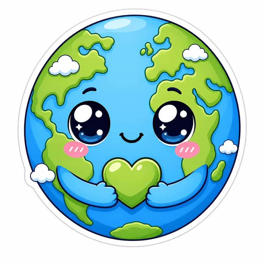 Sticker del planeta Tierra kawaii creado con MyEdit