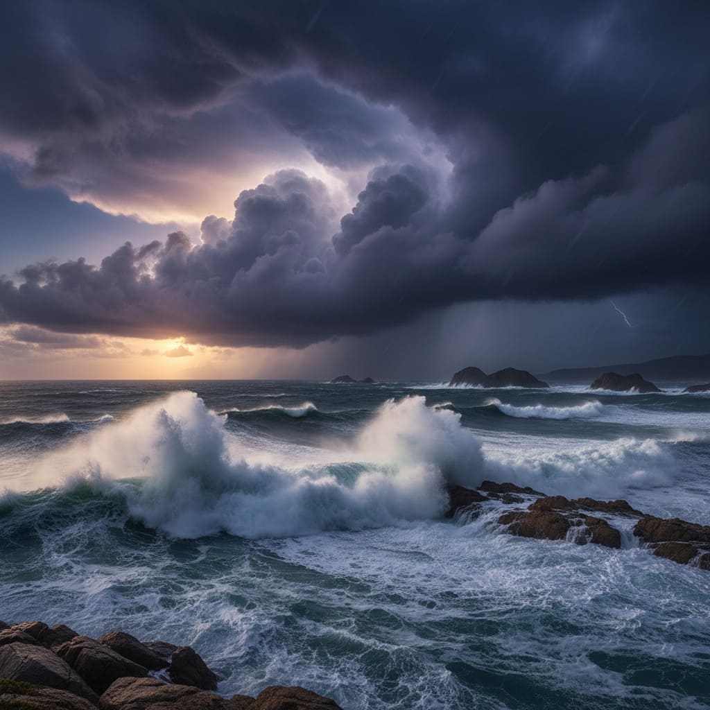 Horizon marin sous la tempête