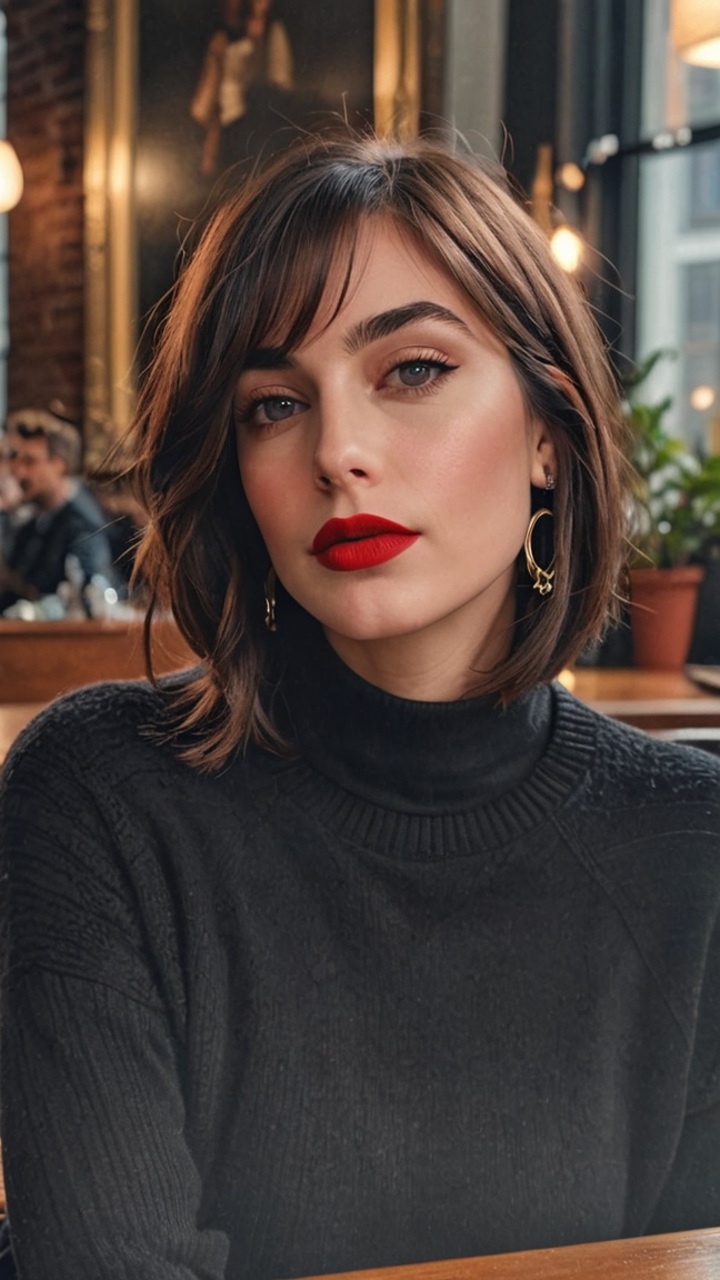 Shiny Straight Bob with a Sharp Part