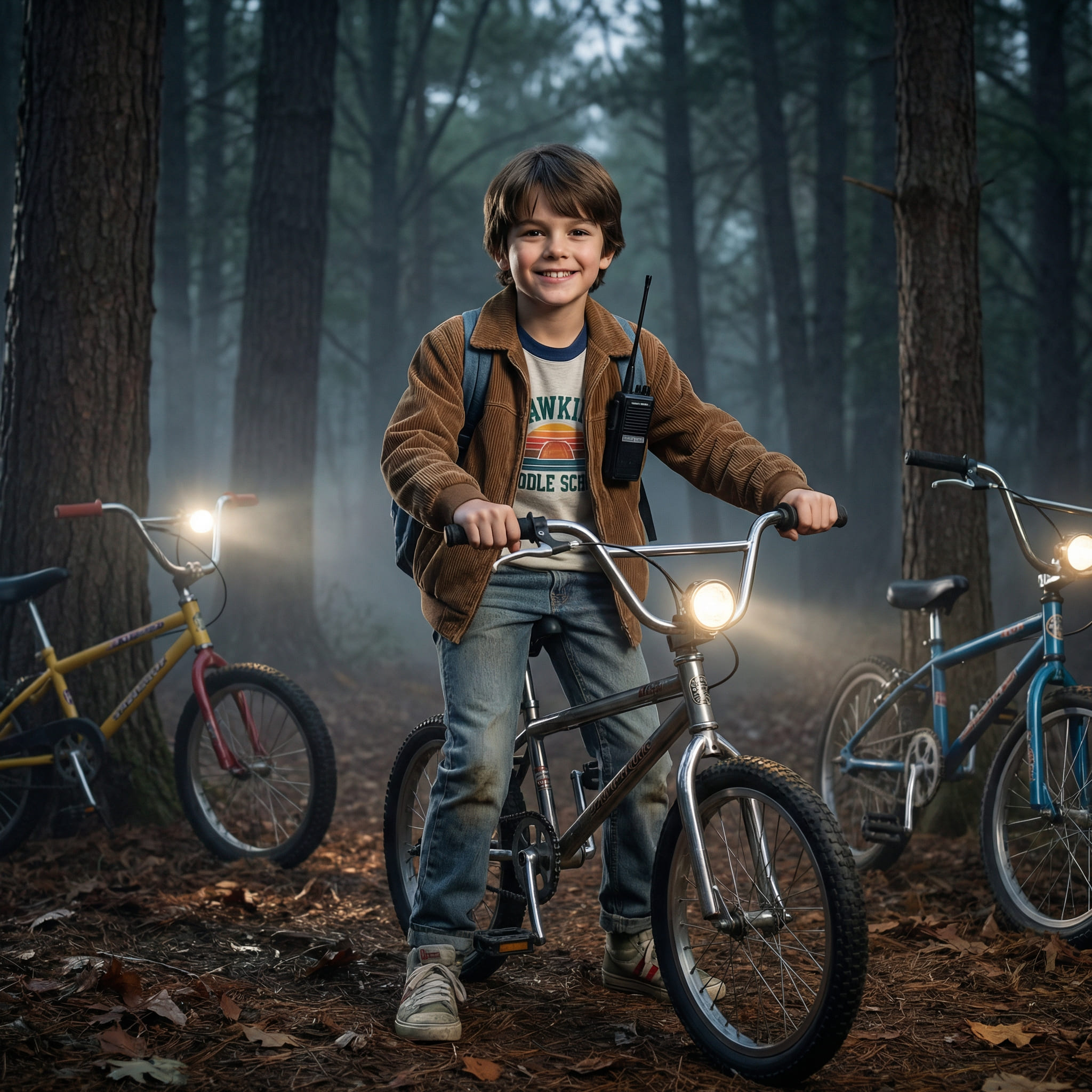 Enfant en costume Stranger Things généré par IA